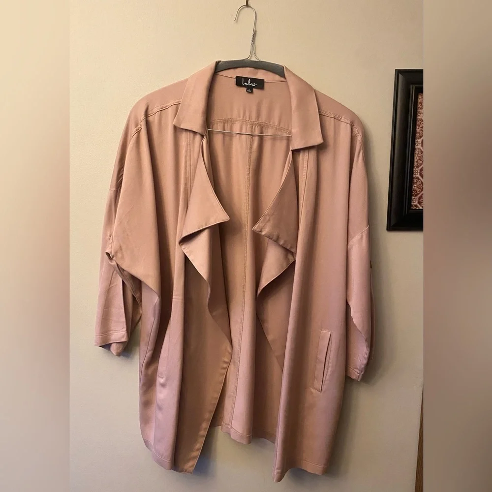 Lulu's Blush Pink Open Front Jacket - Picture 4 of 16